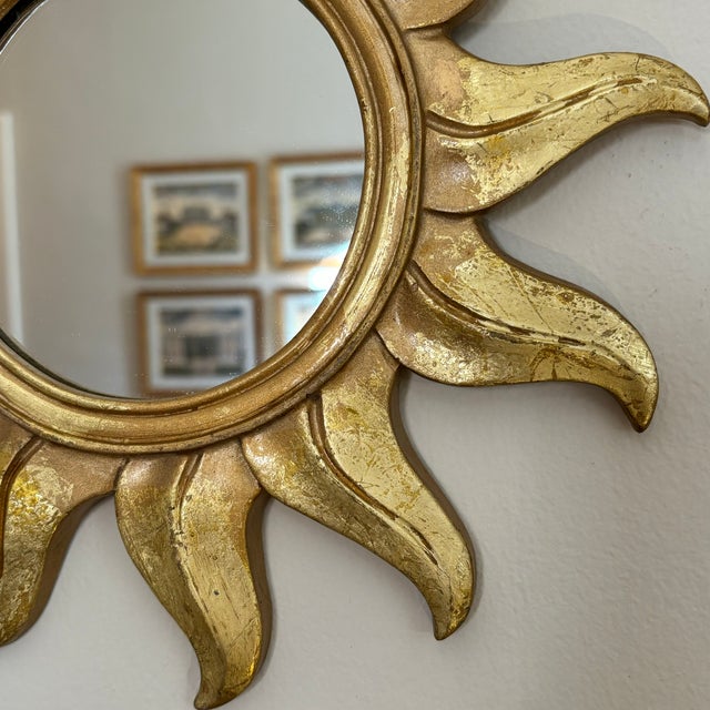 Vintage Late-20th Century Sunburst Wall Mirror For Sale - Image 11 of 12