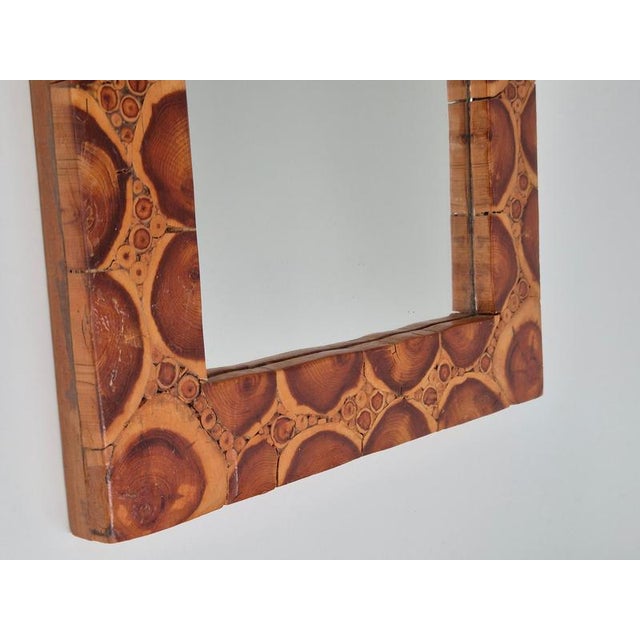 Swedish Mirror with Frame of End Wood, 1970s For Sale - Image 4 of 9
