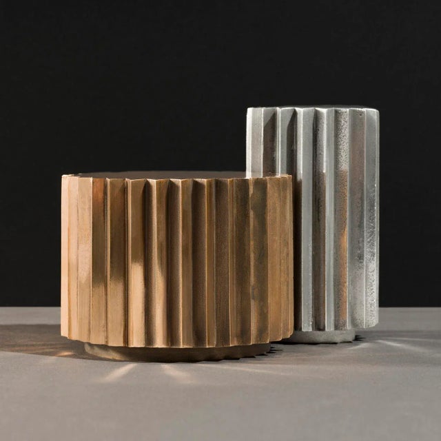 Doris Cast Blackened Bronze and Aluminum Multifaceted Coffee Table Set from Fred & Juul, Set of 2 For Sale - Image 6 of 8