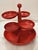 Eye-catching space age rotating snack server attributed to emsa, west germany, circa 1970s. Crafted in vibrant red abs...