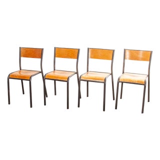 French Stacking Dining Chairs from Mullca, 1960s, Set of 4 For Sale