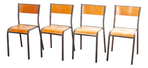 French Stacking Dining Chairs from Mullca, 1960s, Set of 4