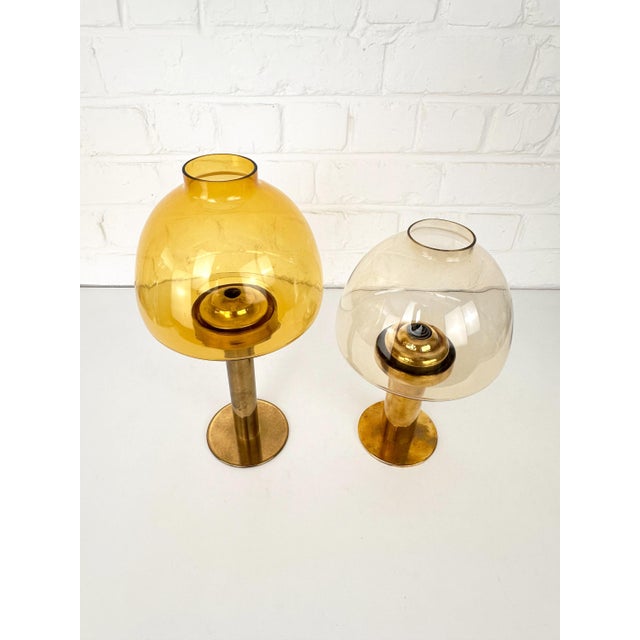 L102/32 Brass and Glass Photophores by Hans-Agne Jakobsson for Markaryd, Sweden, 1970s, Set of 2 For Sale - Image 11 of 14