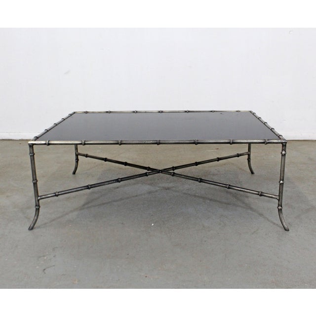 Maison Bagues Style Faux Bamboo Iron Glass Top Coffee Table Chairish