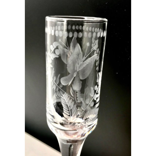 Mid 19th Century Mid 19th Century Antique Blown and Hand Cut Butterfly Cordial Glasses - Set of 6 For Sale - Image 5 of 9