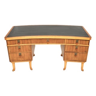 Vintage Walnut Pedestal Desk from Laszlo Hoenig, 1950s For Sale