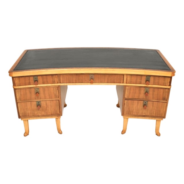 Vintage Walnut Pedestal Desk from Laszlo Hoenig, 1950s For Sale