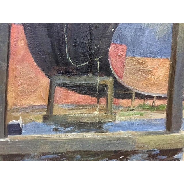 Paper 1980s Oil Painting Harbor Semenov Alexander Ivanovich For Sale - Image 7 of 9