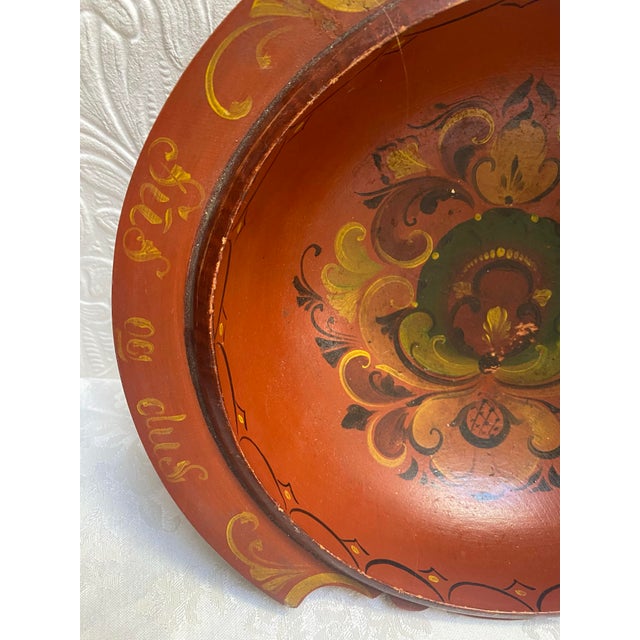 Folk Art Antique Norwegian Hand Painted Folk Art Ale Bowl For Sale - Image 3 of 6