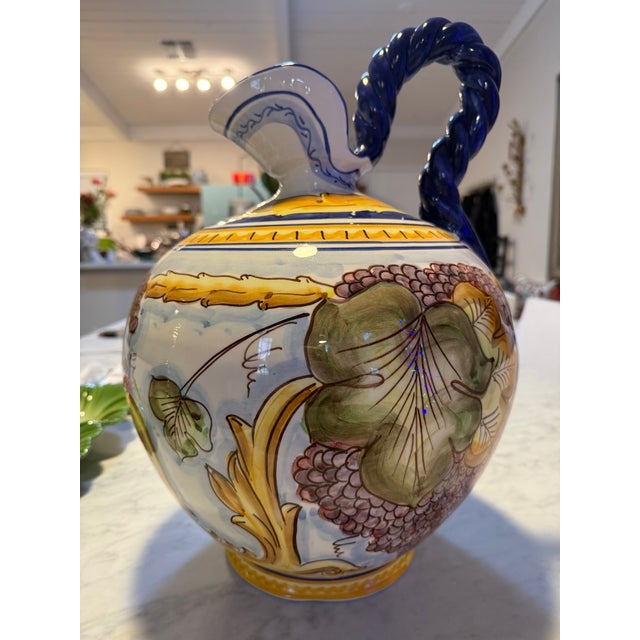 1980s Talaveras Style Ewer Pitcher Vase For Sale - Image 5 of 9