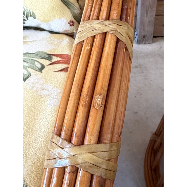 Wood Vintage Coastal Organic Modern Pencil Rattan Lounge Chairs – Pair For Sale - Image 7 of 12