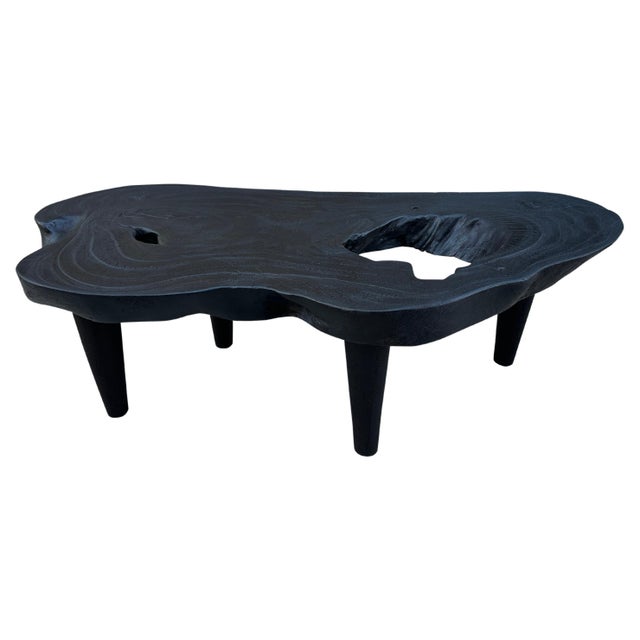 2010s Andrianna Shamaris Suar Wood Minimalist Charred Coffee Table For Sale - Image 5 of 18
