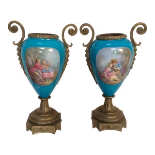 Bronze & Porcelain Vases - A Pair For Sale