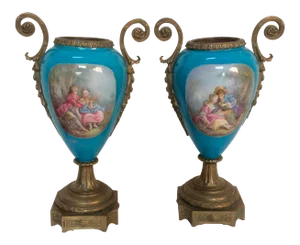 Bronze & Porcelain Vases - A Pair