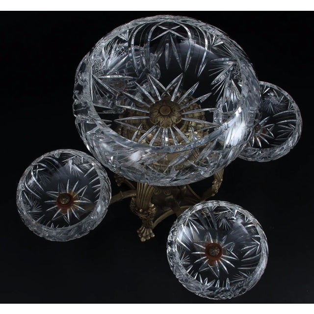 Bronze Mid-Late 20th Century Regency Style Bronze and Cut Glass Centerpiece Epergne For Sale - Image 8 of 10