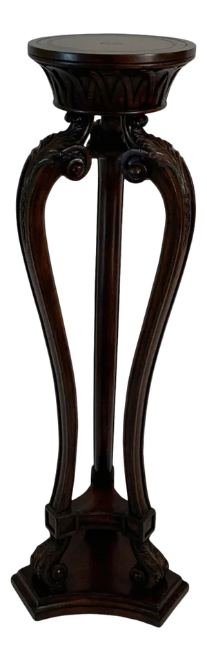 Carved Walnut & Leather Pedestal by John Richard