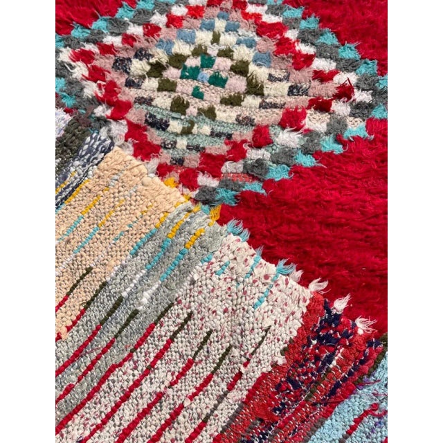 1980s Red Traditional Moroccan Berber Boucherouite Rug For Sale - Image 10 of 10