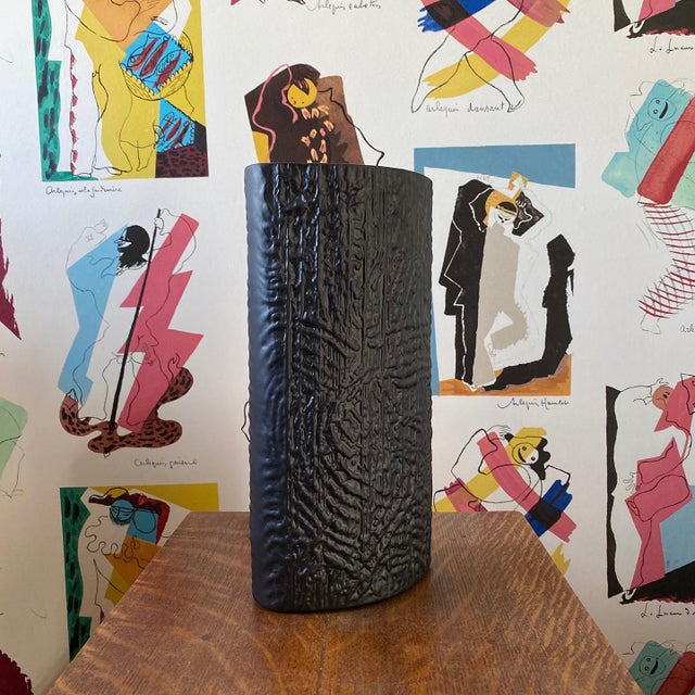 Ceramic Vintage Rosenthal Black Vase by Martin Freyer For Sale - Image 7 of 12