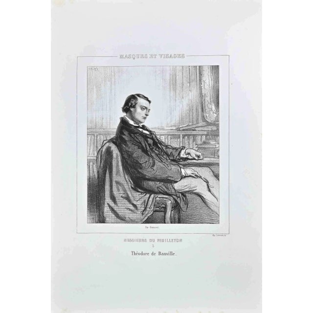 Messieurs Du Feuilleton (Portrait of Théoore de Banville) is a lithograph on ivory-colored paper, realized by the French...