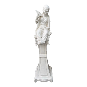 Late 20th Century Large Blanc De Chine Crackle Glazed Terracotta Female Figure on Pedestal
