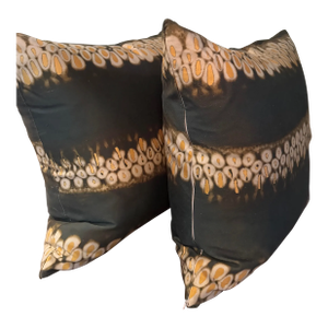 Pair of Custom Jim Thompson Olive Silk Pillows