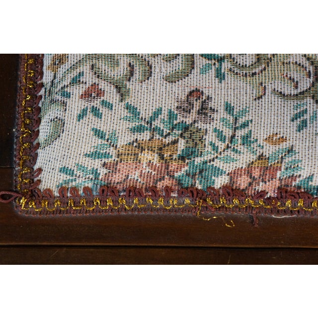 Vintage American Country Farmhouse Mahogany Settee Bench Needlepoint Seat For Sale - Image 12 of 17