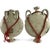 A pair of late 19th-century ceramic wayfarer's flasks, lenticular in shape, with a white background and abstract...