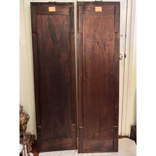 Brown Pair of Mid Century Carved Panels, Taiwan (Republic of China Period) For Sale - Image 8 of 8
