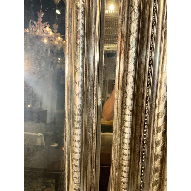 Pair of French Silver Louis Philippe Geometric Pattern Mirrors For Sale - Image 4 of 8
