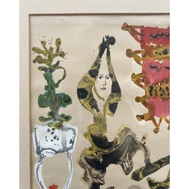 José Caballero, Deux femmes dansantes en intérieur, Pastel & Gouache on Paper, Framed For Sale - Image 9 of 15