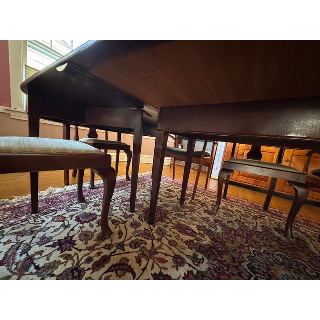 Antique Solid Wood Dining Table – Seats 10–12 | Custom 48” Leaf For Sale - Image 13 of 15