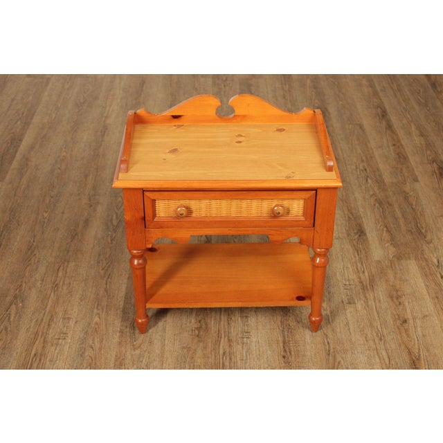 Stanley Furniture Pine and Wicker Side Table Nightstand For Sale - Image 13 of 18
