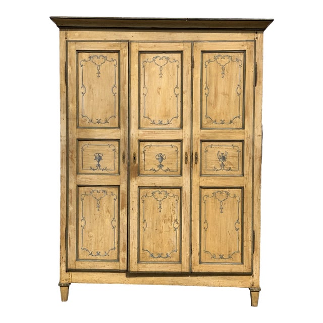 Early 19th Century Italian Neoclassic Painted Armoire For Sale