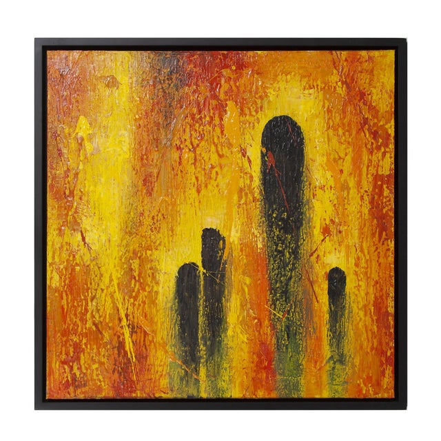 Contemporary Comet Yellow Flare Hand Painted Original Art For Sale - Image 3 of 7
