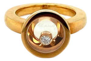 Mid 20th Century Chopard Happy Diamond 18k Rose Gold Round Ring - Size 6.5