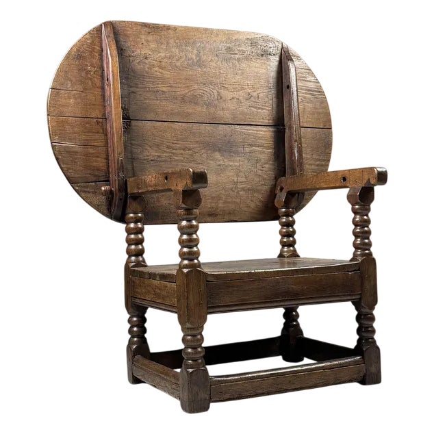 English Monk Chair Table in Oak | Chairish