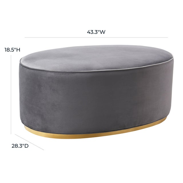 Transitional Scarlett Grey Velvet Ottoman For Sale - Image 3 of 5