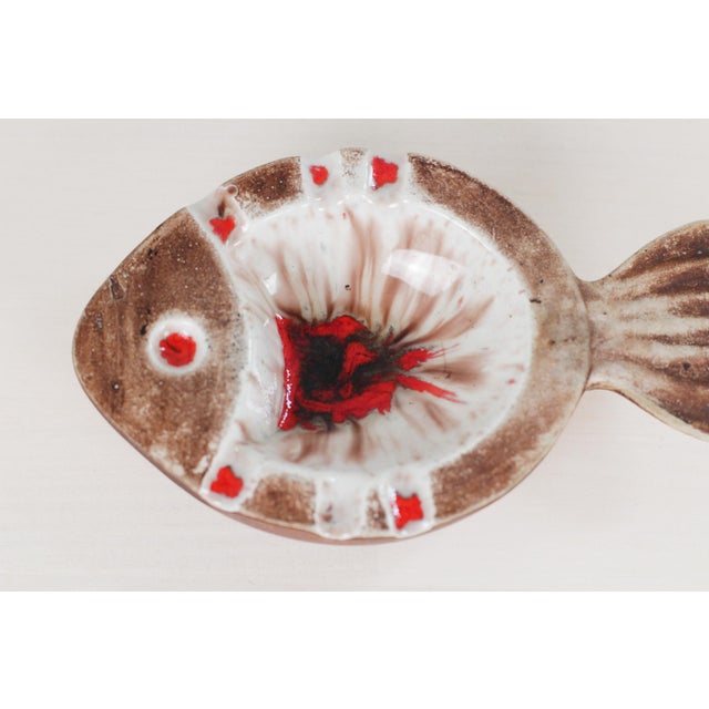 Brown Mid-Century Vallauris-Style Studio Pottery Fish Ashtray For Sale - Image 8 of 11