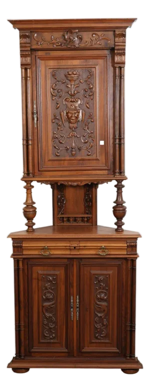 Very Rare French Walnut Antique Corner Cupboard Circa 1880