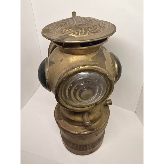 Antique Solar Model S Carbide Bicycle Headlamp by Badger Brass Co., C. 1899 For Sale - Image 4 of 7