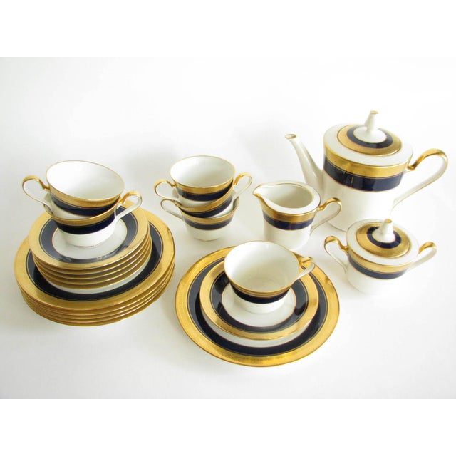 Vintage Noritake Cobalt and Gold Encrusted Band Tea Set 21 Pieces