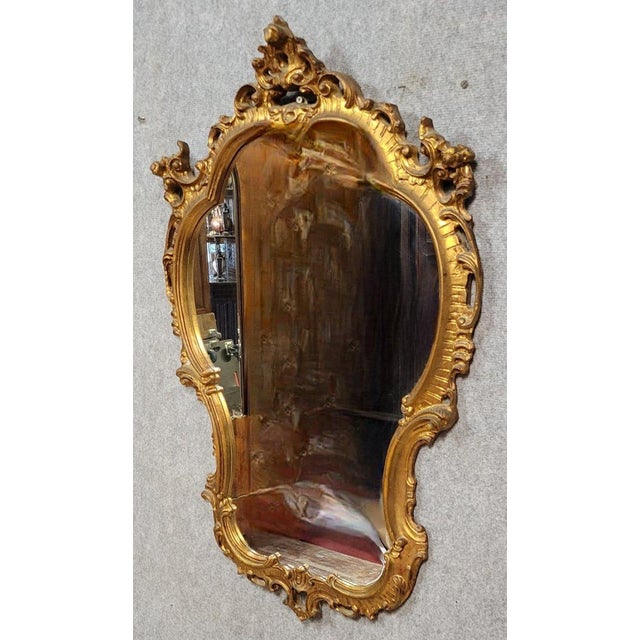 Large Baroque Mirror in Gilded Wood For Sale - Image 3 of 5