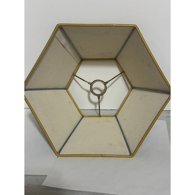 Mid 20th Century Mid 20th Century UpgradeLights Black Floral 14 Inch Hexagonal Chimney Lampshade For Sale - Image 5 of 7