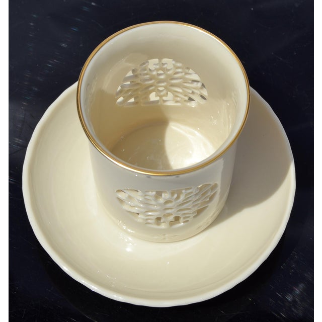 1960s Lenox Votive Snowflake Themed Candle Holder & Underplate Illuminations Collection For Sale - Image 9 of 13