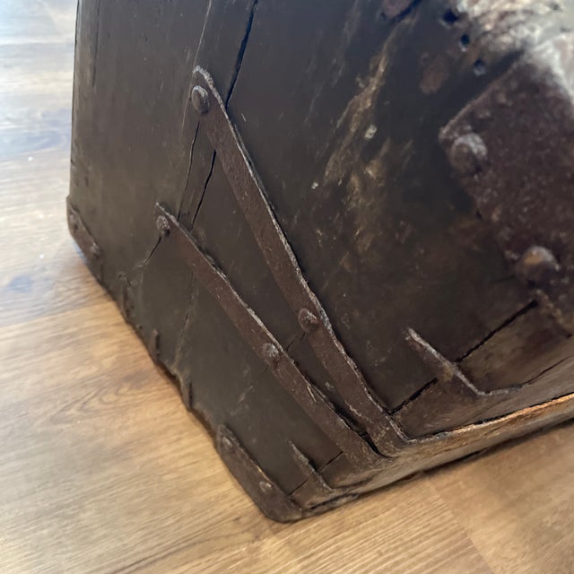 Brown Vintage Chinese Rice Basket With Metal Hardware For Sale - Image 8 of 8