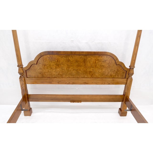 Baker Queen Size Burl Wood Headboard Poster Bed w/ Finials MINT For Sale - Image 14 of 16