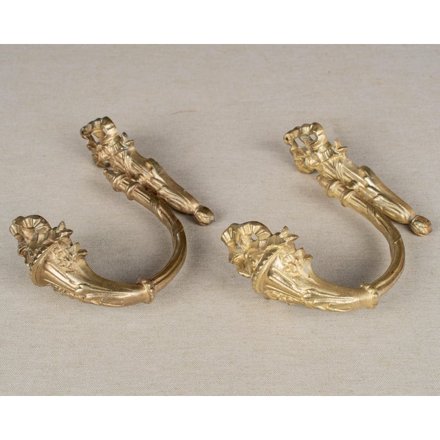 Louis XV Style Cast Bronze Curtain Tiebacks Pair For Sale - Image 4 of 8