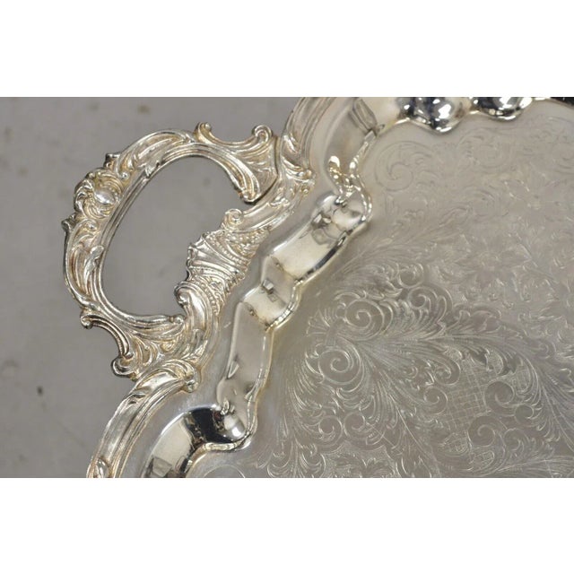 Vintage English Silver Mfg Corp Large Silver Plated Etched