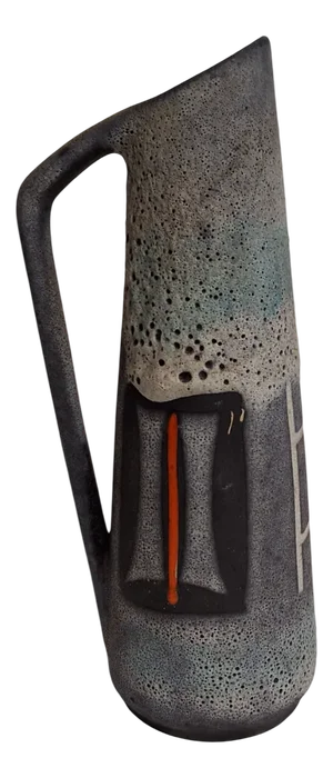 German Fat Lava Ceramic Jug-Shaped Vase with Handle, 1960s