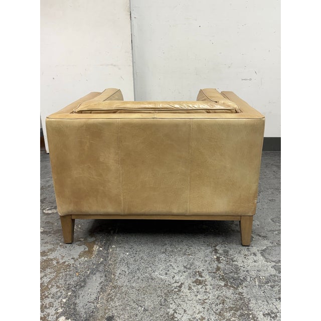 2010s Contemporary Tan Leather Armchair For Sale - Image 5 of 12